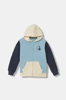 Dětská mikina United Colors of Benetton modrá barva, s kapucí, s potiskem, 3EB5C505L