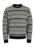 Jack & Jones Premium Sveter 'JPRBLUMAX FAIRISLE'  sivá / čierna