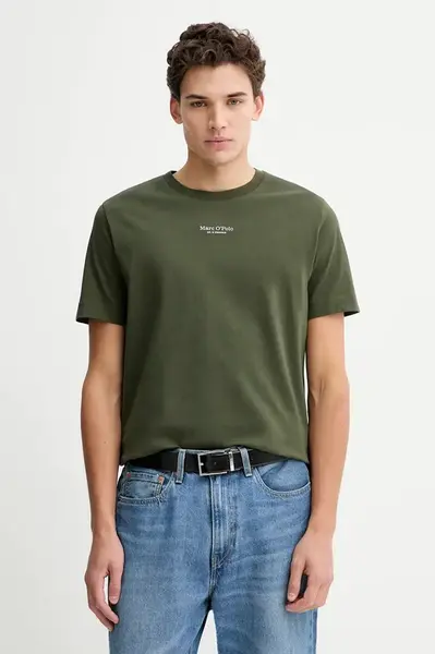 Bavlněné tričko Marc O'Polo pánské, zelená barva, s potiskem, 620201251382