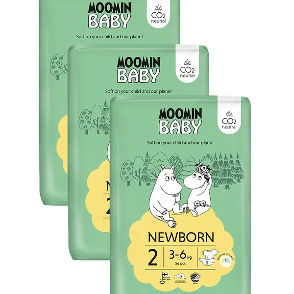 Moomin Baby 2 Newborn 3–6 kg měsíční balení eko plen 168 ks