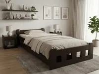Postel Naomi zvýšená 90 x 200 cm, ořech Rošt: S lamelovým roštem, Matrace: Matrace Deluxe 10 cm