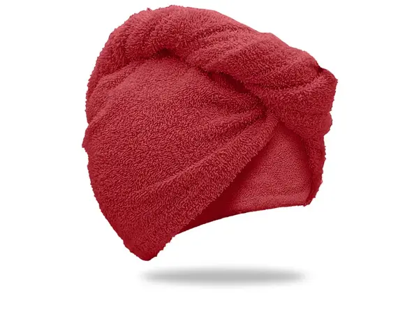 Rýchloschnúci froté turban na vlasy červený, 100% bavlna
