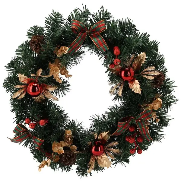 Vánoční věnec 40 cm červeno-zlatý