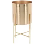 Stojaci kovový kvetináč, zlatý, 15x15x30