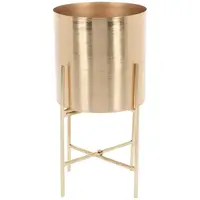 Stojaci kovový kvetináč, zlatý, 15x15x30