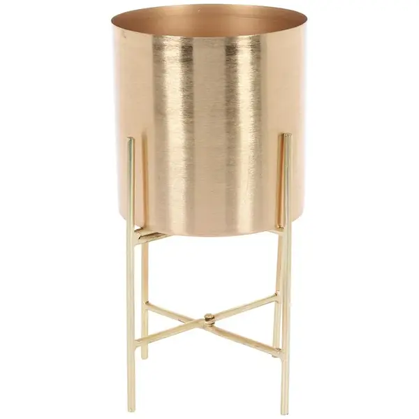 Stojaci kovový kvetináč, zlatý, 15x15x30