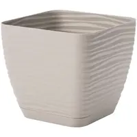 Kvetináč Sahara Petit štvorec s podmiskou 13 cm svetlosivá