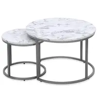 Konferenční stolek Paola bílá mramor/stříbrná 38/60