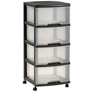 Regál 4x20L průhledný/černý