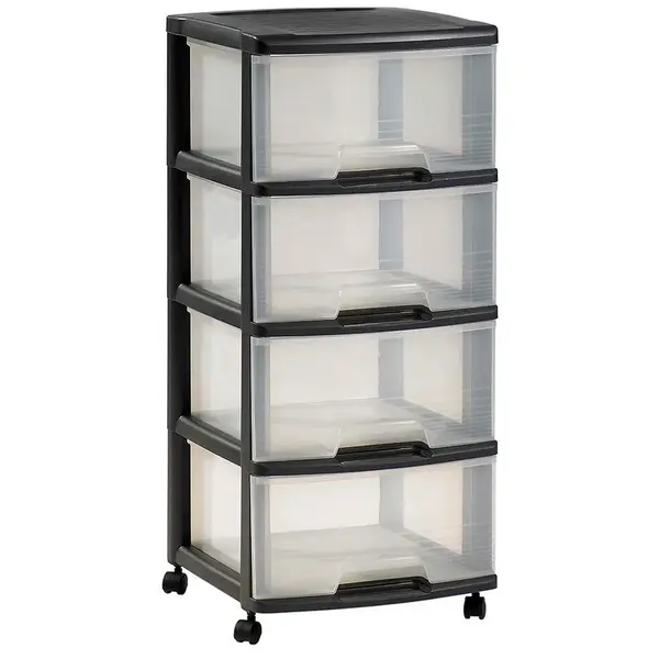 Regál 4x20L průhledný/černý