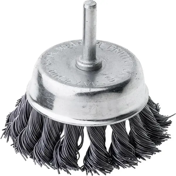 Kefa hrnčeková, 75 mm, so stopkou 6 mm, vlnitý oceľový drôt, Drel