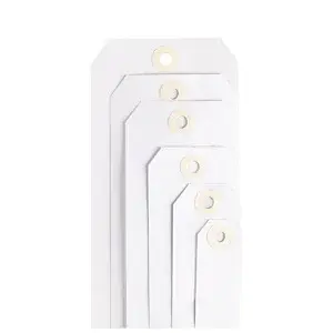 1000 x Papírové visačky 125 x 63 mm, bílé, Ø očka 5 mm, s kovovým drátkem délky 30cm