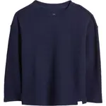 GAP V-LS COZY WAFFLE CREW Detské tričko, tmavo modrá, veľkosť 2Y