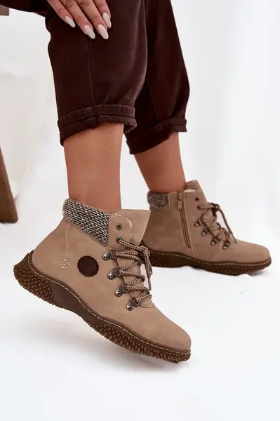 Boto Vytápěné Kotníkové Traperky Dámské Béžové Zenaya