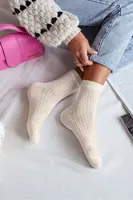 Milena Dámské síťované ponožky Ecru
