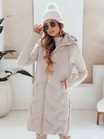 Dámská béžová vesta s kapucí