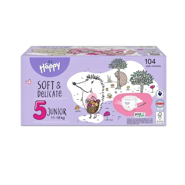 Bella Baby Happy Soft&Delicate 5 Junior 11-18 kg dětské pleny box 104 ks