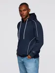 Ombre Men's sweatshirt with contrast stitching and hood - navy blue