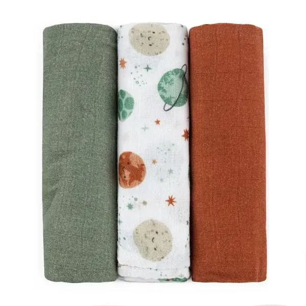 PETITE & MARS Sada plienok bambusová mušelínová 3ks Moussy Celestial Planets 68 x 68 cm