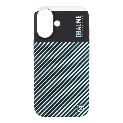Zadní kryt OBAL:ME Flossy Stripes pro Apple iPhone 16 Plus černá světle modrá