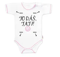 Baby Nellys Body kr. rukáv s vtipným textem, To dáš Tati!, vel. 86