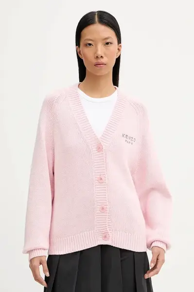 Kardigan s příměsí vlny Kenzo růžová barva, FF62CA7143LA