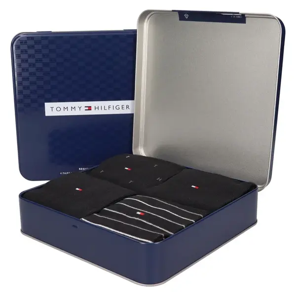 Dárková sada ponožek Tommy Hilfiger Roman – 4 páry, černá
