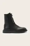 Kožené workery AllSaints Escher Lace Up Boot dámské, černá barva, na plochém podpatku, W084FD