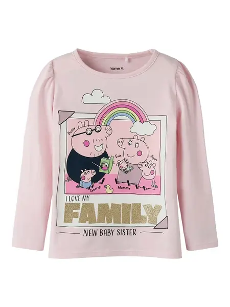NAME IT Tričko 'NMFNORA PEPPA'  zlatá / ružová / ružová / čierna