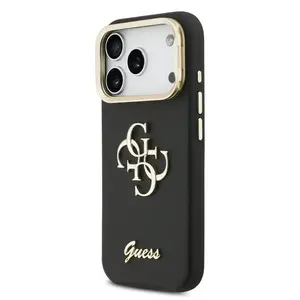 Zadní kryt Guess PU Grained 4G Logo Stand Camera Frame pro Apple iPhone 17 Pro, černá