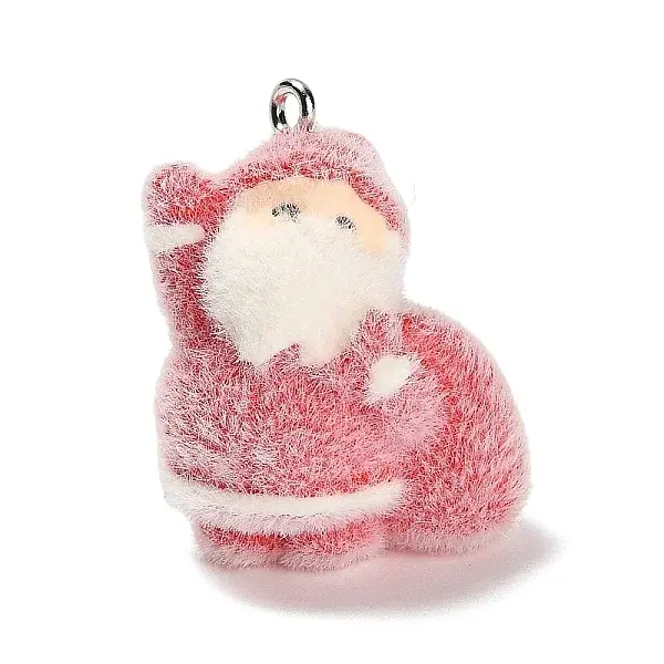 Christmas Flocky Opaque Resin Pendants