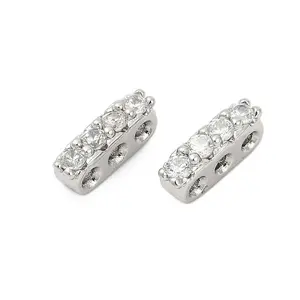 Brass Micro Pave Clear Cubic Zirconia Spacer Bars