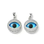 Printed Brass Micro Pave Cubic Zirconia with Glass Pendants