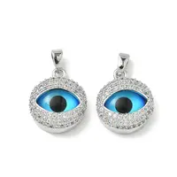Printed Brass Micro Pave Cubic Zirconia with Glass Pendants