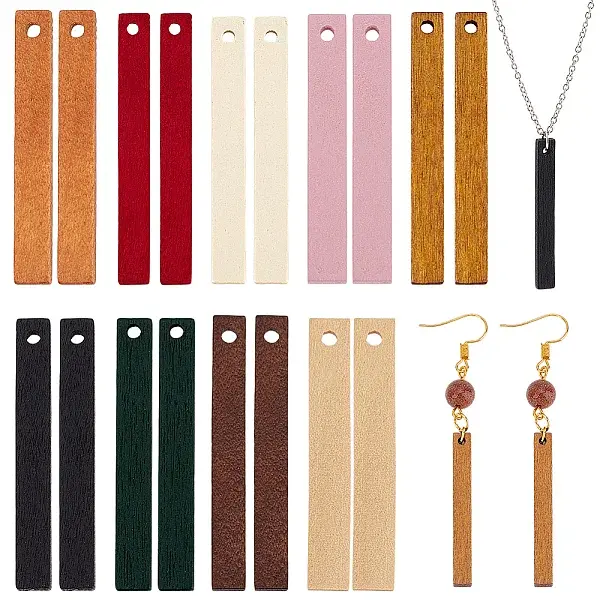 90Pcs 9 Colors Wood Pendant