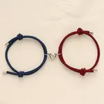 Alloy Heart-shaped Magnetic Braided Rope Bracelets for Couple Girlfriends