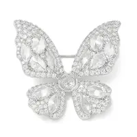 Butterfly Brass Cubic Zirconia Brooches