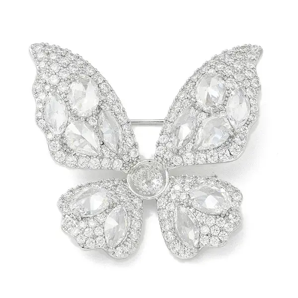 Butterfly Brass Cubic Zirconia Brooches