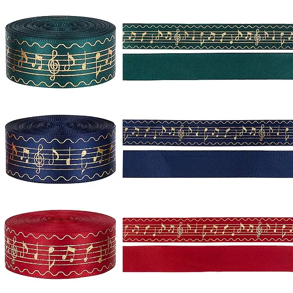35.58-36 Yards 3 Colors Laser Style Polyester Satin Ribbons