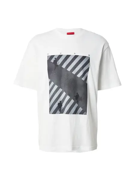 HUGO Tričko 'Dodger'  svetlosivá / tmavosivá / čierna / biela