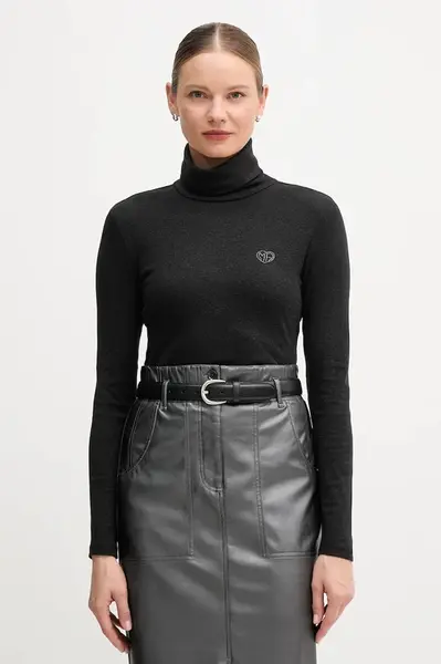 Tričko s dlouhým rukávem Marc Aurel černá barva, s golfem, 7736-7000-73906