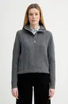 Vlněný svetr A.P.C. Pull Thea dámský, šedá barva, s pologolfem, WVBCZ.F23426