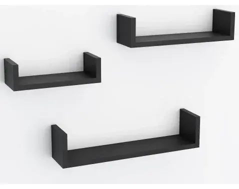 Sada 3 poliček Triple, čierne%