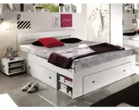 Posteľ s nočnými stolíkmi Stefan 140x200 cm, celobiela%