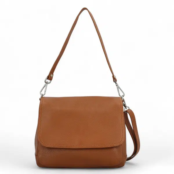 Dámska kožená crossbody kabelka koňaková - Delami Madleen