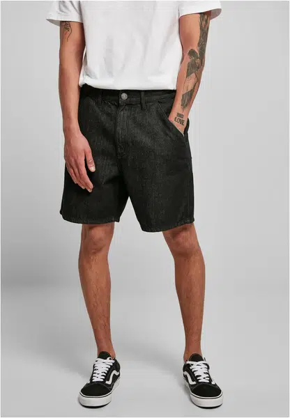 Eco-friendly denim Bermuda shorts black washed