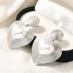 Rack Plating Heart Brass Dangle Stud Earrings