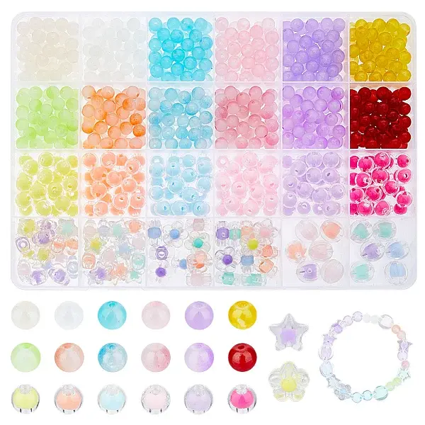 Star & Pumpkin & Round Glass & Acrylic Beads DIY Jewelry Making Finding Kit