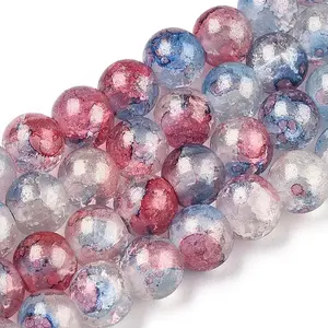 Baking Paint Crackle Glass Bead Strands