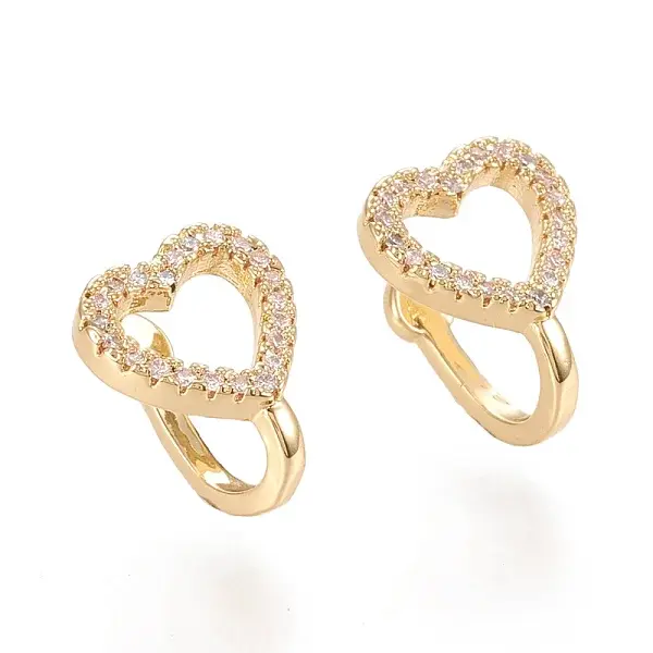 Brass Micro Pave Clear Cubic Zirconia Cuff Earrings